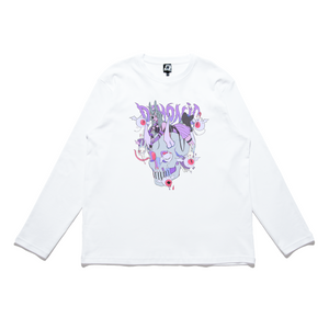 "Demonic" Cut and Sew Wide-body Long Sleeved Tee White/Black