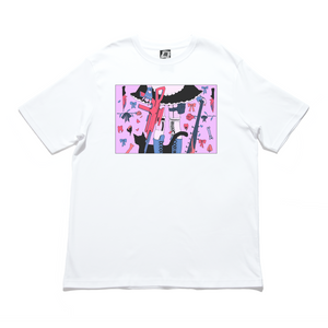 "Flowers" Cut and Sew Wide-body Tee White/Black