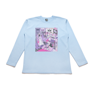 "Lavender Mood" Taper-Fit Heavy Cotton Long Sleeve Tee Sky Blue