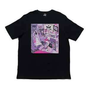 "Lavender Mood" Cut and Sew Wide-body Tee Black