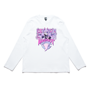 "Blood Lust" Cut and Sew Wide-body Long Sleeved Tee White/Black