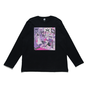 "Lavender Mood" Cut and Sew Wide-body Long Sleeved Tee Black