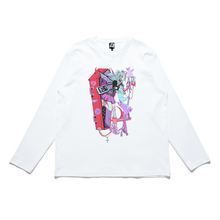 Load image into Gallery viewer, &quot;Late!&quot; Cut and Sew Wide-body Long Sleeved Tee White/Black