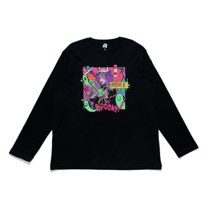 "Junk Food" Cut and Sew Wide-body Long Sleeved Tee Black