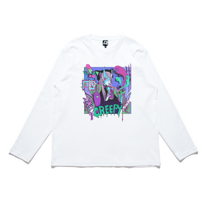 "Midnight Snack" Cut and Sew Wide-body Long Sleeved Tee White
