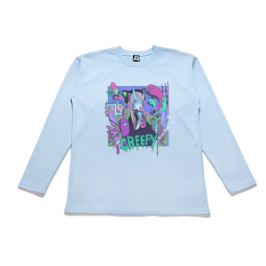 "Midnight Snack" Taper-Fit Heavy Cotton Long Sleeve Tee Sky Blue