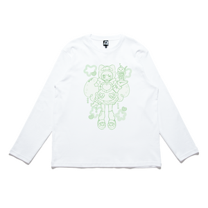 "Melon Soda" Cut and Sew Wide-body Long Sleeved Tee White