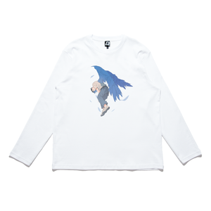 "Hane" Cut and Sew Wide-body Long Sleeved Tee White/Black