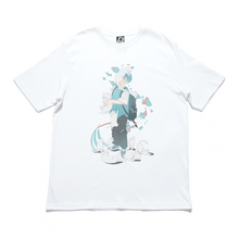 Load image into Gallery viewer, &quot;Nekomamire&quot; Cut and Sew Wide-body Tee White/Salmon Pink
