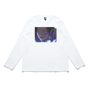 "Blue blood" Cut and Sew Wide-body Long Sleeved Tee White