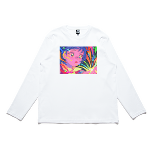 "Sparks" Cut and Sew Wide-body Long Sleeved Tee White