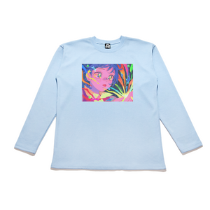 "Sparks" Taper-Fit Heavy Cotton Long Sleeve Tee Sky Blue