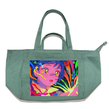 Load image into Gallery viewer, &quot;Sparks&quot; Tote Carrier Bag Cream/Green