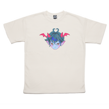 Load image into Gallery viewer, &quot;Demon Diner&quot; Taper-Fit Heavy Cotton Tee Sky Blue/Beige