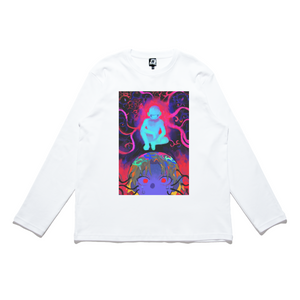 "Meeting" Cut and Sew Wide-body Long Sleeved Tee White/Black