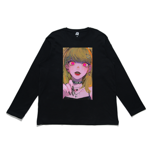 "Shinigami Eyes" Cut and Sew Wide-body Long Sleeved Tee White/Black