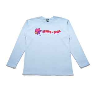 "Demon Diner" Taper-Fit Heavy Cotton Long Sleeve Tee Sky Blue