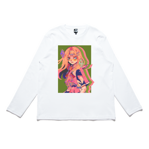 "Crystals" Cut and Sew Wide-body Long Sleeved Tee White