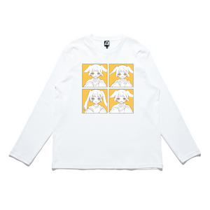 "Comic Girl" Cut and Sew Wide-body Long Sleeved Tee White