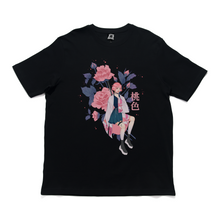Load image into Gallery viewer, &quot;MOMO: The pink Rose&quot; Cut and Sew Wide-body Tee White/Black