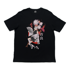 "KIRA: The Queen of the Night" Cut and Sew Wide-body Tee White/Black