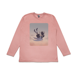 "Falling Dreams" Taper-Fit Heavy Cotton Long Sleeve Tee Mint/Rose