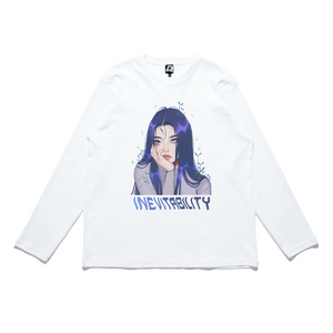 "Inevitability" Cut and Sew Wide-body Long Sleeved Tee White/Black