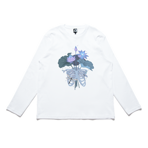 "Bloom" Cut and Sew Wide-body Long Sleeved Tee White