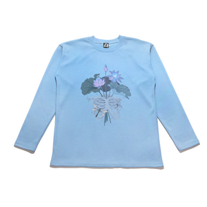 "Bloom" Taper-Fit Heavy Cotton Long Sleeve Tee Sky Blue