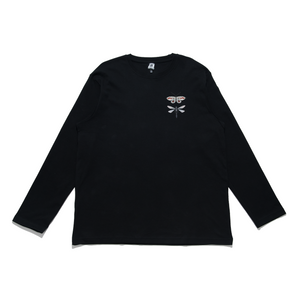 "Koi Fish Pond" Cut and Sew Wide-body Long Sleeved Tee Black