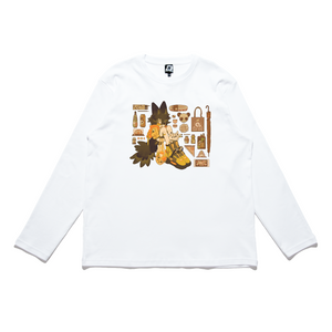 "Citrus Wolf" Cut and Sew Wide-body Long Sleeved Tee White/Black