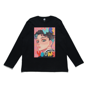 "We Young" Cut and Sew Wide-body Long Sleeved Tee Black