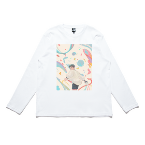 "1999" Cut and Sew Wide-body Long Sleeved Tee White