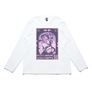 "Deities of Wrath" Cut and Sew Wide-body Long Sleeved Tee White