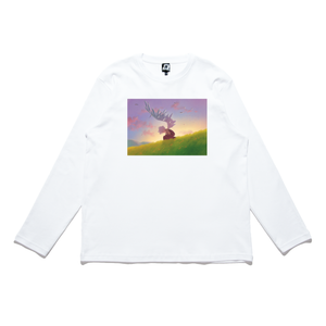 "Fading Away" Cut and Sew Wide-body Long Sleeved Tee White/Beige