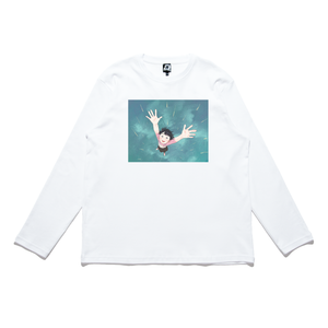 "Fading Away" Cut and Sew Wide-body Long Sleeved Tee White