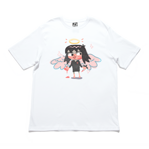 "Tired Angel" - Cut and Sew Wide-body Tee White