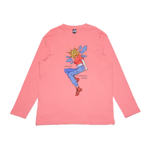 "Do not be afraid" Cut and Sew Wide-body Long Sleeved Tee White/Salmon Pink